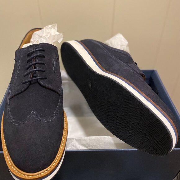 Navy Suede Wingtip Derby Shoe - Charles Tyrwhitt #SHW0234NAV9R main image 10